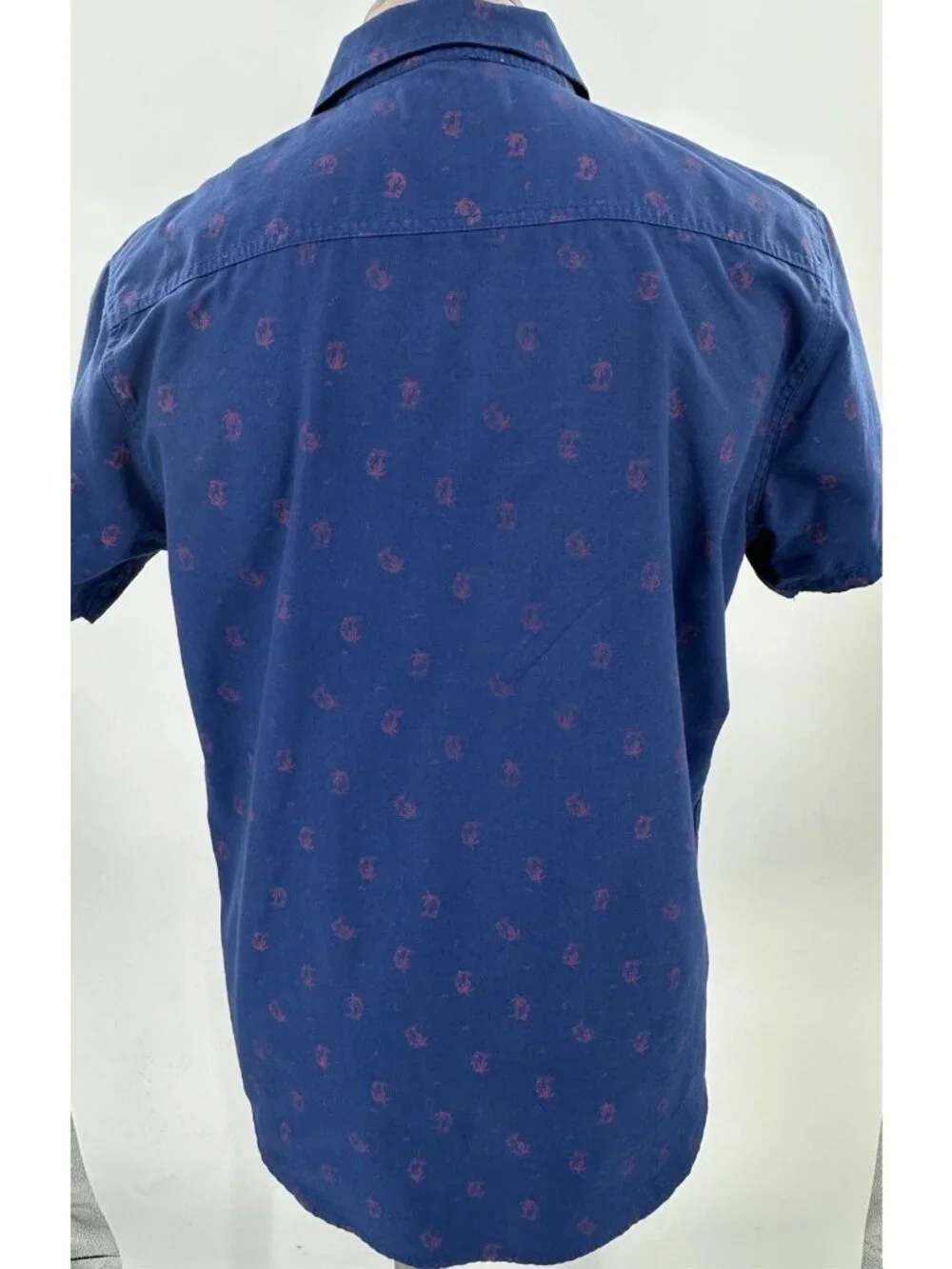 Free Planet Men's Button Front Shirt Blue Red Beach Surfing Memorial 4th Large - Picture 9 of 10